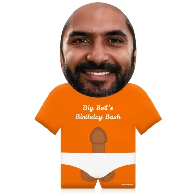 (50cm) Penis Theme (Mid Skin Tone) Burnt Orange Soft Velvet Polyester Fabric (Personalised with Text)