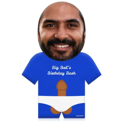 (50cm) Penis Theme (Mid Skin Tone) Royal Blue Soft Velvet Polyester Fabric (Personalised with Text)