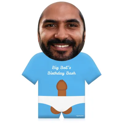 (50cm) Penis Theme (Mid Skin Tone) Sky Blue Soft Velvet Polyester Fabric (Personalised with Text)