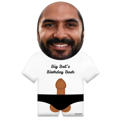 (50cm) Penis Theme (Mid Skin Tone) White Soft Velvet Polyester Fabric (Personalised with Text)