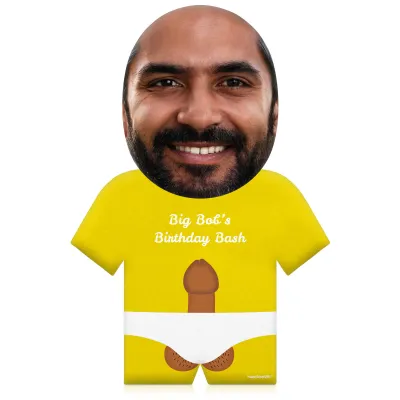 (50cm) Penis Theme (Mid Skin Tone) Yellow Soft Velvet Polyester Fabric (Personalised with Text)