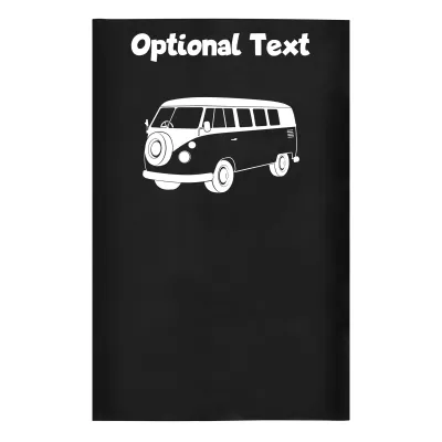 Small (35cm x 22cm) (Camper Van Icon) Black - Stretch Polyester (Personalised with Text)