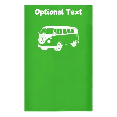 Small (35cm x 22cm) (Camper Van Icon) Bright Green - Stretch Polyester (Personalised with Text)