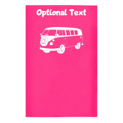 Small (35cm x 22cm) (Camper Van Icon) Hot Pink (Fuchsia) - Stretch Polyester (Personalised with Text)