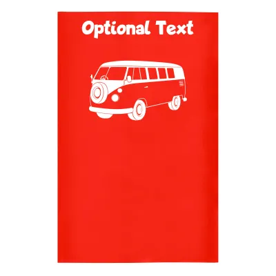 Small (35cm x 22cm) (Camper Van Icon) Red - Stretch Polyester (Personalised with Text)