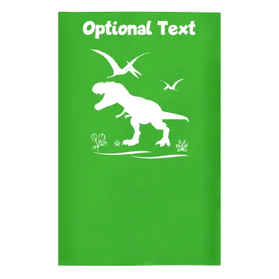 Small (35cm x 22cm) with Dinosaur Icon Bright Green - Stretch Polyester (Personalised with Text)
