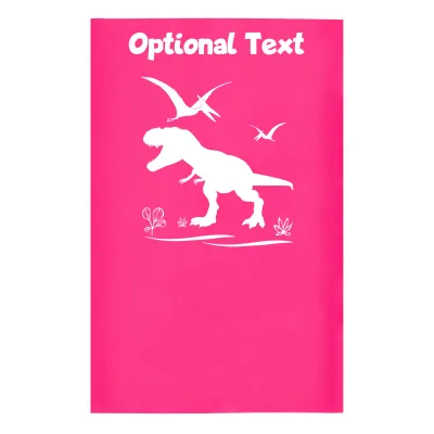 Small (35cm x 22cm) with Dinosaur Icon Hot Pink (Fuchsia) - Stretch Polyester (Personalised with Text)