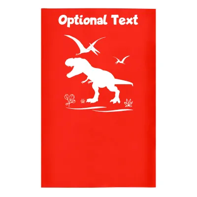 Small (35cm x 22cm) with Dinosaur Icon Red - Stretch Polyester (Personalised with Text)