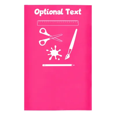 Small (35cm x 22cm) with Paint & Craft Icon Hot Pink (Fuchsia) - Stretch Polyester (Personalised with Text)