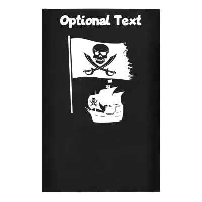 Small (35cm x 22cm) (Pirate Design) Black - Stretch Polyester (Personalised with Text)