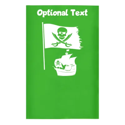 Small (35cm x 22cm) (Pirate Design) Bright Green - Stretch Polyester (Personalised with Text)