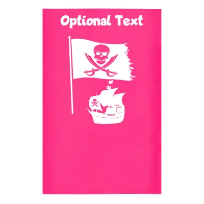 Small (35cm x 22cm) (Pirate Design) Hot Pink (Fuchsia) - Stretch Polyester (Personalised with Text)