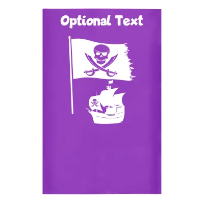 Small (35cm x 22cm) (Pirate Design) Purple - Stretch Polyester (Personalised with Text)
