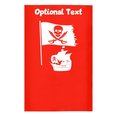 Small (35cm x 22cm) (Pirate Design) Red - Stretch Polyester (Personalised with Text)