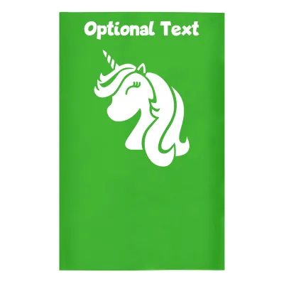 Small (35cm x 22cm) (Unicorn Icon) Bright Green - Stretch Polyester (Personalised with Text)