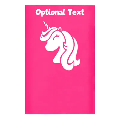 Small (35cm x 22cm) (Unicorn Icon) Hot Pink (Fuchsia) - Stretch Polyester (Personalised with Text)