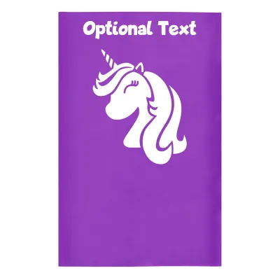 Small (35cm x 22cm) (Unicorn Icon) Purple - Stretch Polyester (Personalised with Text)