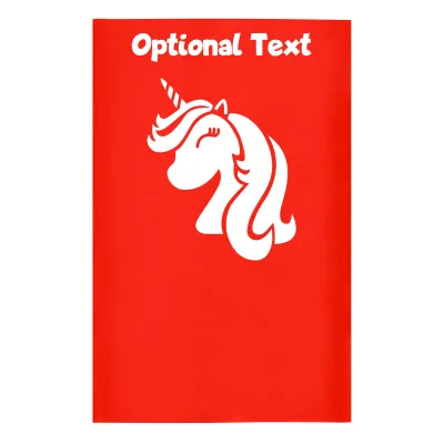 Small (35cm x 22cm) (Unicorn Icon) Red - Stretch Polyester (Personalised with Text)