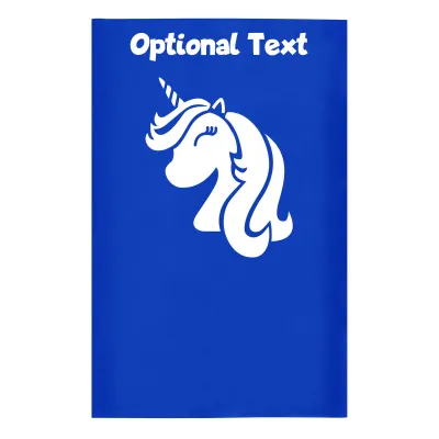 Small (35cm x 22cm) (Unicorn Icon) Royal Blue - Stretch Polyester (Personalised with Text)
