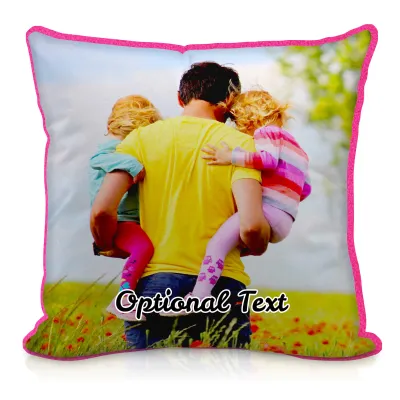 (40cm Square) - Hot Pink (Fuchsia) Fleece Fabric with Removable Cover (Zip) (Personalised with Text)