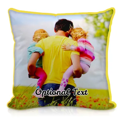 (40cm Square) - Yellow Fleece Fabric with Removable Cover (Zip) (Personalised with Text)