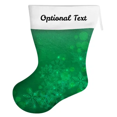 (45cm) - Snowflakes on Green Design Soft Velvet Polyester Fabric (Personalised with Text)