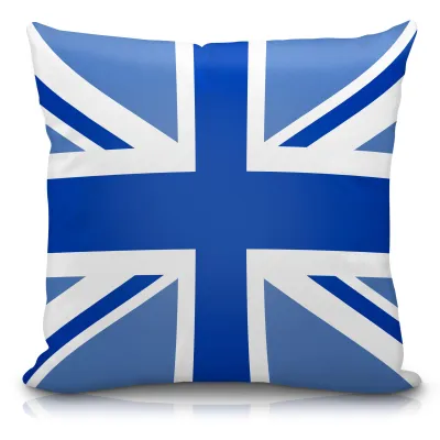 (40cm Square) Blue Soft Velvet Polyester Fabric with Removable Cover (Zip) (Personalised with Text)