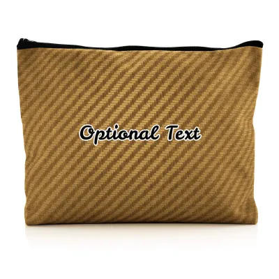 - Large - Carbon Fibre Design Gold Water Resistant Polyester Rip-Stop Fabric (Personalised with Text)