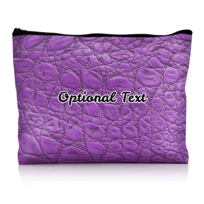 - Large - Crocodile Leather Design Purple Water Resistant Polyester Rip-Stop Fabric (Personalised with Text)