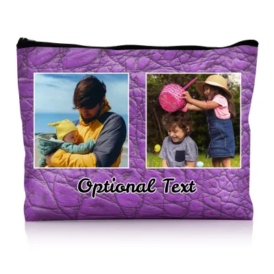 - Large - Crocodile Leather Design Purple Water Resistant Polyester Rip-Stop Fabric (Personalised with Text)