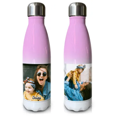 - Double Walled (Purple Stainless Steel 500ml) with 2 Photos Printed Front & Back (Personalised with Text)