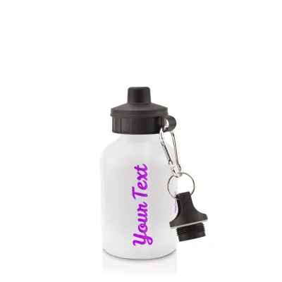 - White (400ml Mini) + Screw Cap Purple (Personalised with Text)