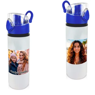 - Blue with 2 Photos Printed Front & Back (Personalised with Text)