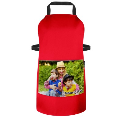 (70cm x 55cm) - Red Polycotton Fabric    (Optional Personalised Gift Text)  and Photo Printed Pocket
