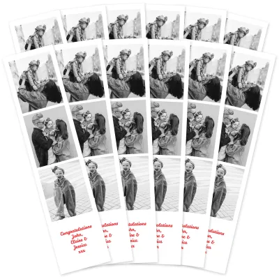 DIY Strips x 12 (21cm x 5cm) (Black & White Prints) (Personalised with Text)