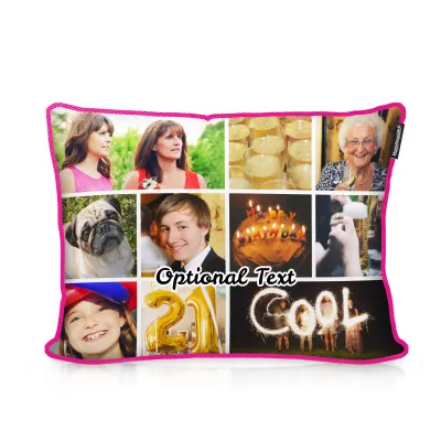 (36cm) - Hot Pink Cotton Fabric with Removable Cover (Zip) (Personalised with Text)