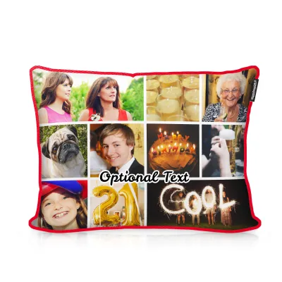 (36cm) - Red Cotton Fabric with Removable Cover (Zip) (Personalised with Text)