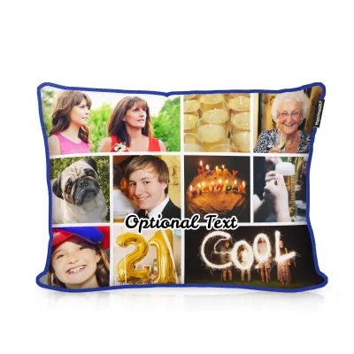 (36cm) - Royal Blue Cotton Fabric with Removable Cover (Zip) (Personalised with Text)