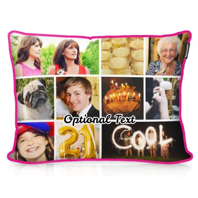 (57cm x 40cm) - Hot Pink Cotton Fabric with Removable Cover (Zip) (Personalised with Text)