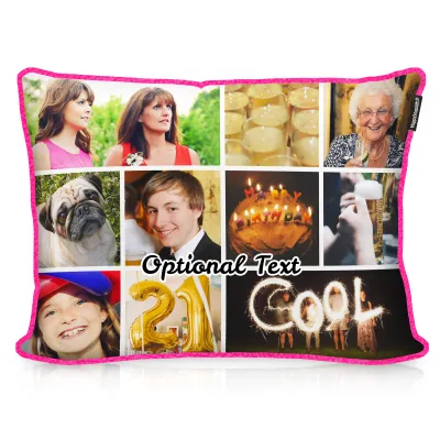 (57cm x 40cm) - Hot Pink (Fuchsia) Fleece Fabric with Removable Cover (Zip) (Personalised with Text)