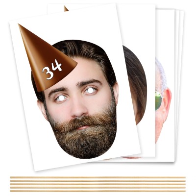 (Pack of 5) (Brown) DIY + Sticks (5 Different Faces) (Personalised with Text)