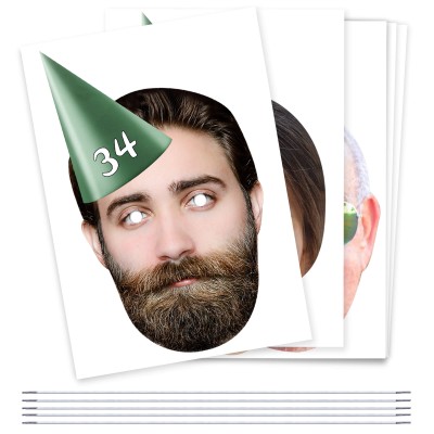 (Pack of 5) (Green) DIY + Elastics (5 Different Faces) (Personalised with Text)