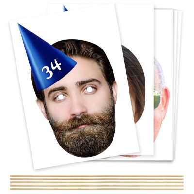 (Pack of 5) (Navy Blue) DIY + Sticks (5 Different Faces) (Personalised with Text)