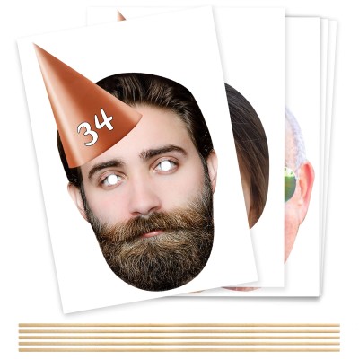 (Pack of 5) (Orange) DIY + Sticks (5 Different Faces) (Personalised with Text)