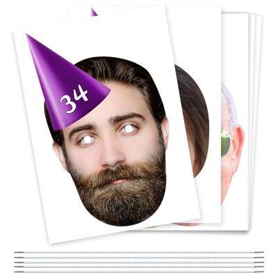 (Pack of 5) (Purple) DIY + Elastics (5 Different Faces) (Personalised with Text)