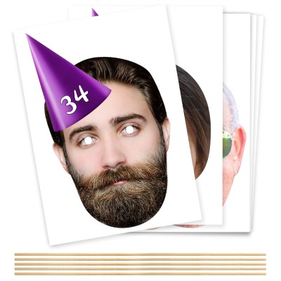 (Pack of 5) (Purple) DIY + Sticks (5 Different Faces) (Personalised with Text)
