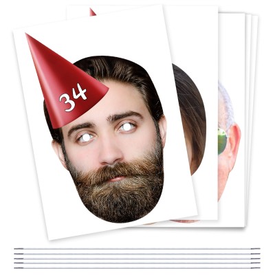 (Pack of 5) (Red) DIY + Elastics (5 Different Faces) (Personalised with Text)
