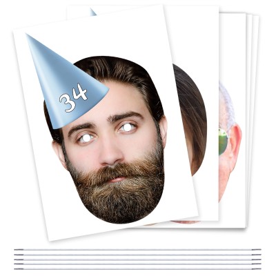 (Pack of 5) (Sky Blue) DIY + Elastics (5 Different Faces) (Personalised with Text)