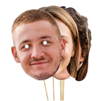 Pack of 10 (A4) Finished Masks + Sticks (10 Different Faces)