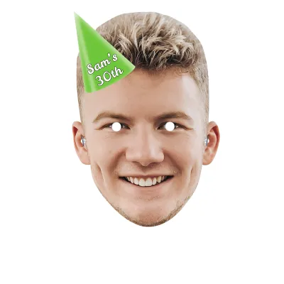 Single Mask x 1 (A4) with Hat Theme (Green) Finished Mask + Elastic (Personalised with Text)